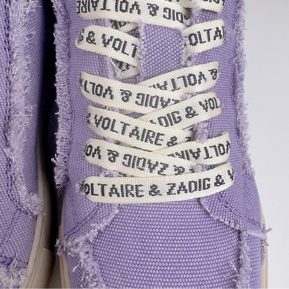Zadig & Voltaire High Flash Canvas Distressed Sneakers In Boomerang Purple EU 41 - Picture 8 of 13
